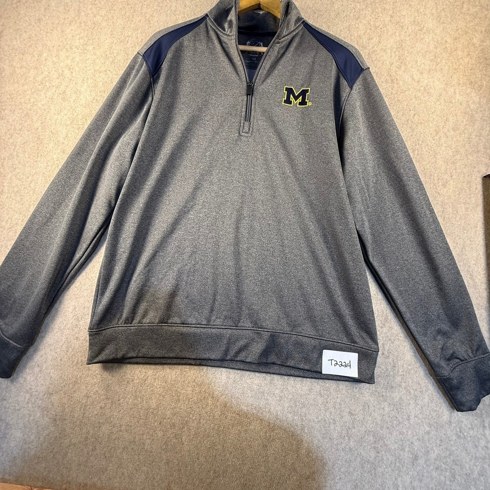 Michigan Wolverines Mens Quarter Zip Pullover Gray Heathered Size M T2224